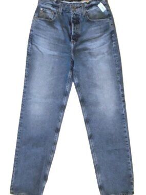 NWOT AG Clove Relaxed Vintage Straight Jeans Raw Waist Button Fly High Rise 27